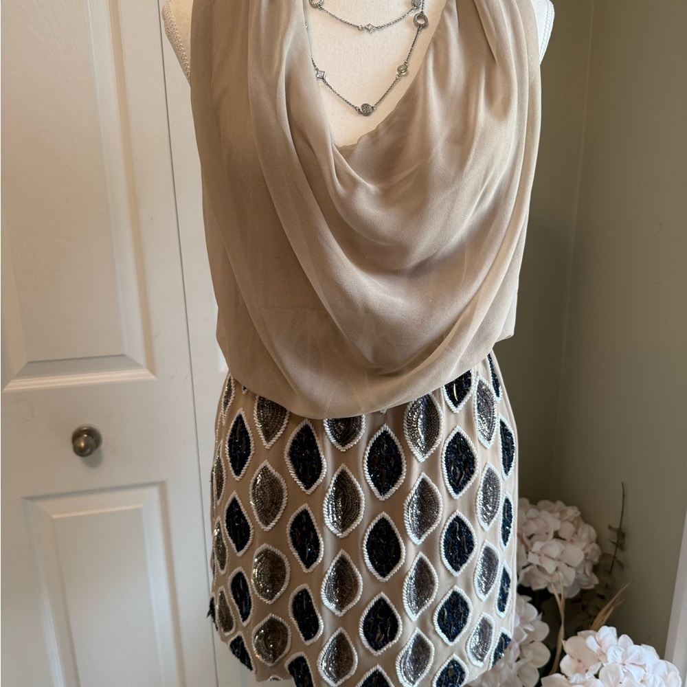 TFNC London Beige Sleeveless Dress